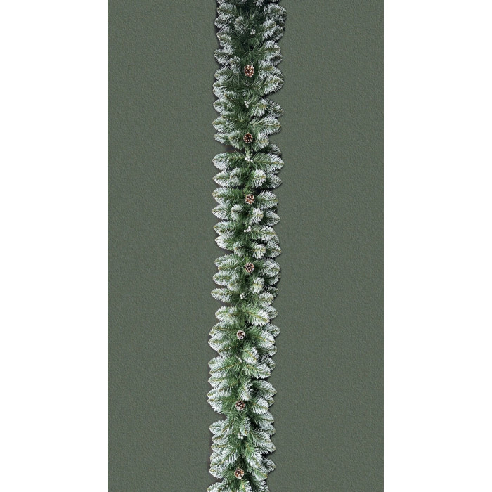Гірлянда хвойна Кармен з сріблястими шишками та перлами 2.9 м