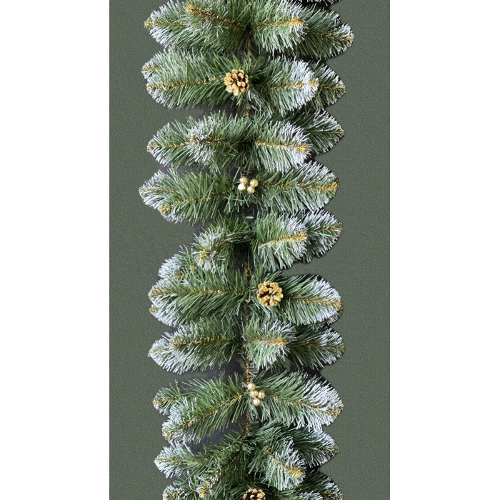 Гірлянда хвойна Кармен з золотими шишками та перлами 2.9 м