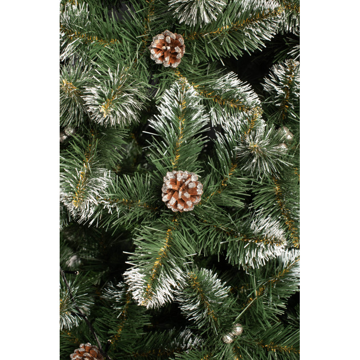 Ялинка штучна Кармен з сріблястими шишками та перлами 2.2 м