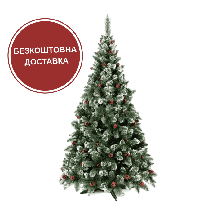 Ялинка штучна Софія з шишками та калиною 1.8 м